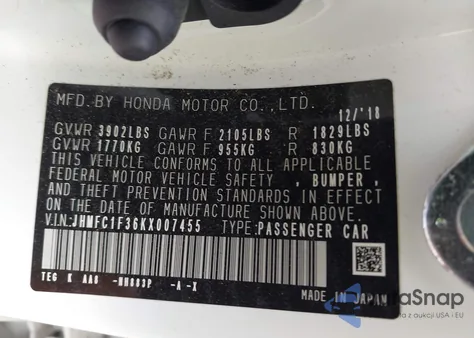 2019 Honda Civic Ex from USA, damaged, VIN JHMFC1F36KX007455